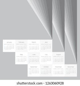 2019 Calendar Template. Vector Gray background