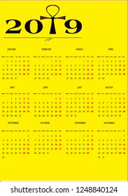 2019 Calendar Vector
