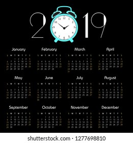 2019 calendar vector
