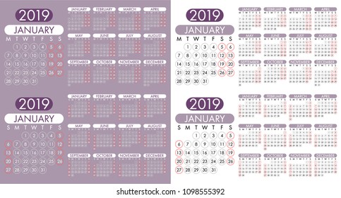 2019 calendar, calendar vector, abstract composition