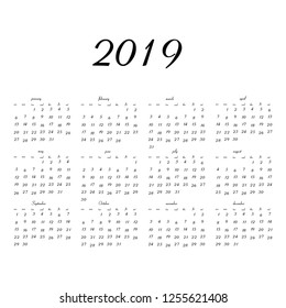 2019 Calendar Vector Design special for your and your projects