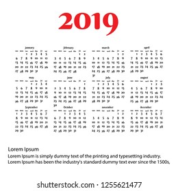 2019 Calendar Vector Design special for your and your projects