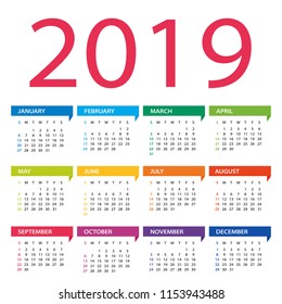 2019 calendar - vector Illustration