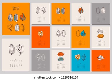 2019 Calendar. Vector illustration.