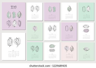 2019 Calendar. Vector illustration
