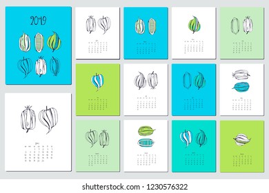 2019 Calendar. Vector illustration.