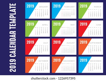 2019 calendar vector template