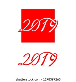 2019 - calligraphic bold digits - for new year or christmas banners, calendars, greeting cards and other holiday decoration