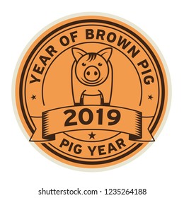 2019, Chinese new year greetings, Year of brown pig, vector illustration