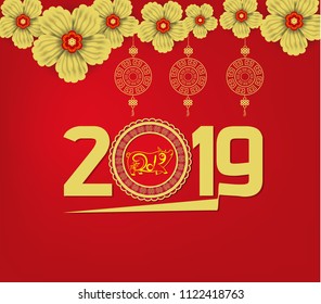 2019 Chinese New Year Paper Cutting Year of Pig Vector Design for your greetings card, flyers, invitation, posters, brochure, banners, calendar