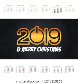 2019 christmas calendar design vector