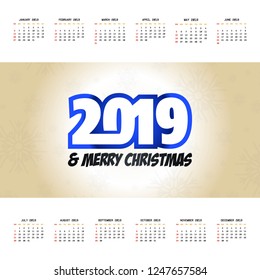 2019 christmas calendar design vector