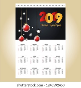 2019 christmas calendar design vector
