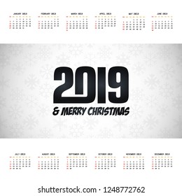 2019 christmas calendar design vector