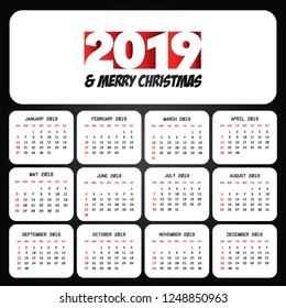 2019 christmas calendar design vector