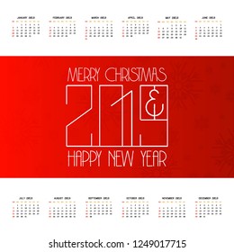 2019 christmas calendar design vector
