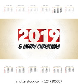 2019 christmas calendar design vector
