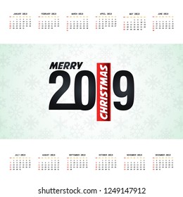 2019 christmas calendar design vector