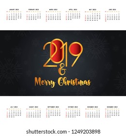 2019 christmas calendar design vector
