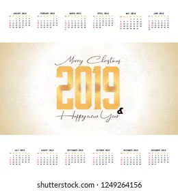 2019 christmas calendar design vector