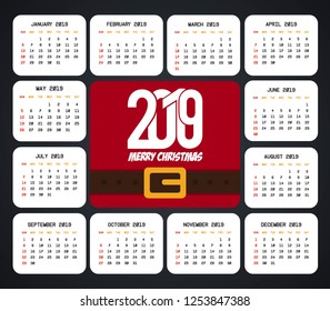 2019 christmas calendar design vector