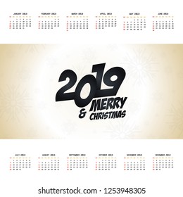 2019 christmas calendar design vector