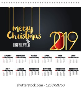 2019 christmas calendar design vector
