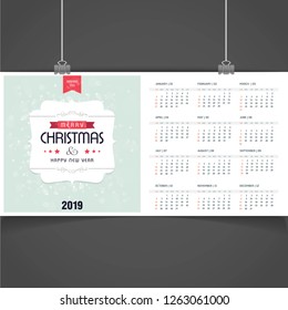 2019 Christmas Calendar Template