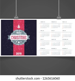 2019 Christmas Calendar Template