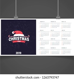 2019 Christmas Calendar Template