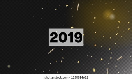 2019 Christmas Confetti Isolated Invitation Layout. Horizontal Dotted Stardust Background. Cool Rich VIP Christmas, New Year, Birthday Party Holiday Pattern. Christmas Confetti Isolated