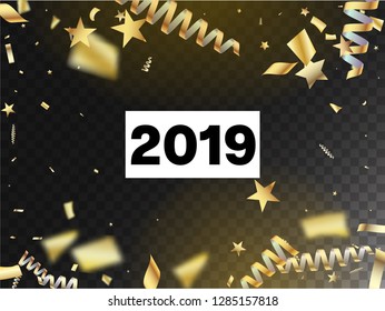 2019 Christmas Confetti Isolated Invitation Layout. Cool Luxury Christmas, New Year, Birthday Party Holiday Garland. Horizontal Dotted Shapes Background. Christmas Confetti Isolated