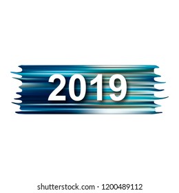 2019. Color gradient brush. Bright. Smears of acrylic, watercolors, gouaches. Decorative element.