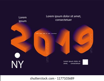 2019 Colored . Banner with 2019 Numbers. Vector New Year illustration.