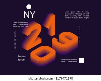 2019 Colored . Banner with 2019 Numbers. Vector New Year illustration