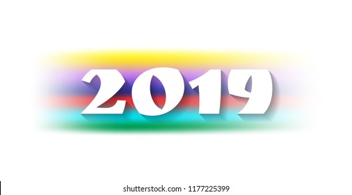 2019 With Colorful Abstract Background. Banner Template Design. Celebration Happy New Year. Vector Illustration