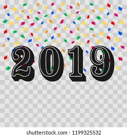 2019 Confetti. Vector illustration