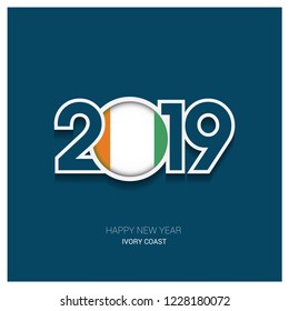 2019 Cote d Ivoire / Ivory Coast Typography, Happy New Year Background