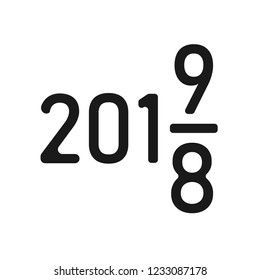 2019 countdown icon. Happy New Year 2019 countdown vector sign. Flat symbol