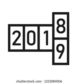 2019 countdown icon. Happy New Year 2019 countdown vector sign. Flat symbol