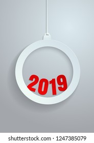 2019 cut from paper background, Vector Illustration