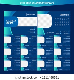 2019 Desk Calendar Template Vector