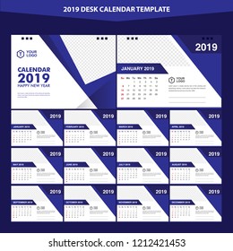 2019 Desk Calendar Template Vector