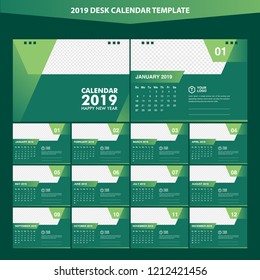 2019 Desk Calendar Template Vector