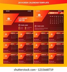 2019 Desk Calendar Template Vector