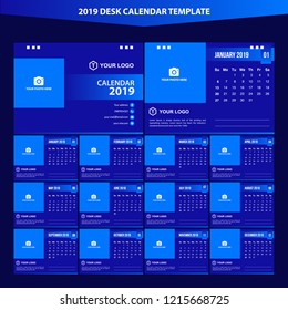2019 Desk Calendar Template Vector