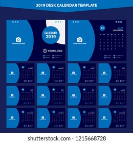 2019 Desk Calendar Template Vector