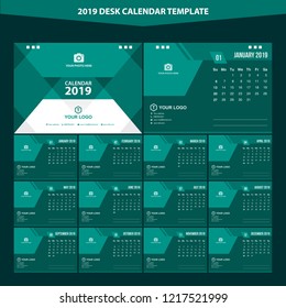 2019 Desk Calendar Template Vector