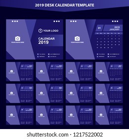 2019 Desk Calendar Template Vector