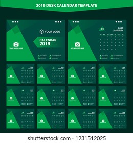 2019 Desk Calendar Template Vector